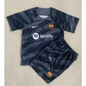 Barcelona Målvakt kläder Barn 2022-23 Bortatröja Kortärmad (+ korta byxor)